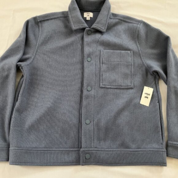 Mode of One Mens Long Sleeve Knit Trucker Jacket Blue Asphalt Size L - Picture 3 of 7